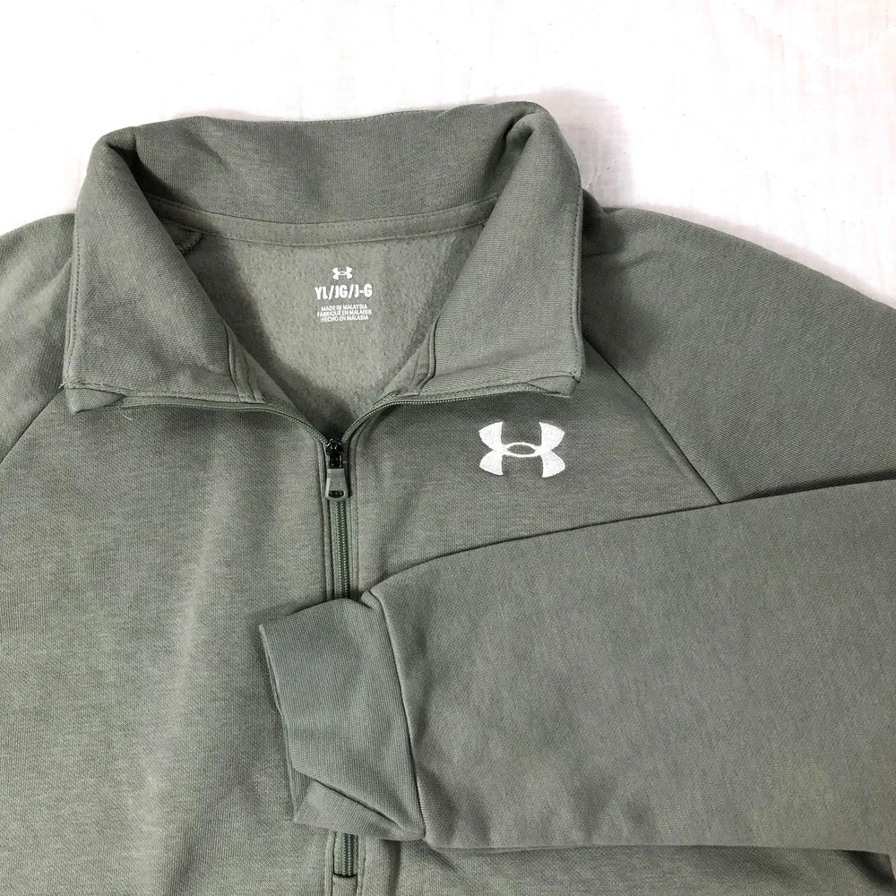Under Armour Pullover‎ Youth Large Green Two Tone 1/2 Zip Logo Kangaroo Pocket
